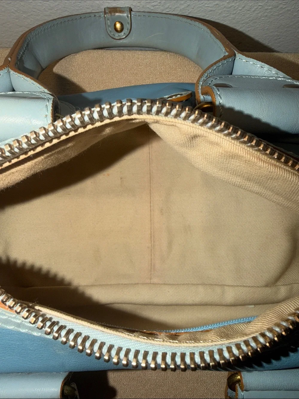 Chloé Blue Leather Boston Tote Bag